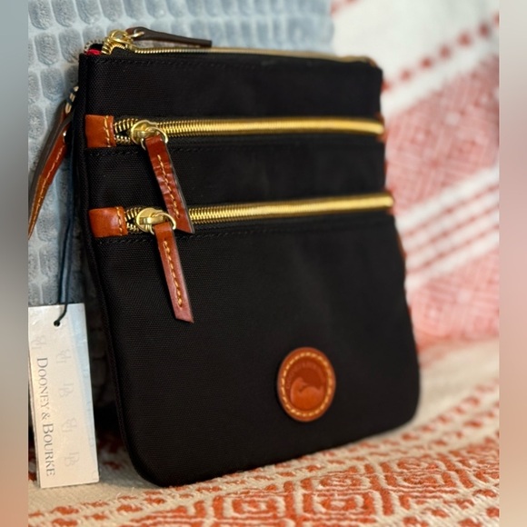 Dooney & Bourke Handbags - Dooney & Bourke North/South Triple Zip Crossbody Black Nylon Bag NEW